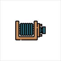 A drawing of a machine with a reel on it vector