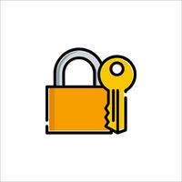 A lock and key icon on a white background vector