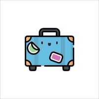 A suitcase with a watermelon and a piece of fruit vector