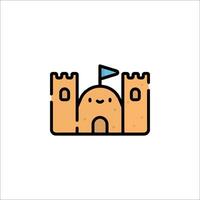 A cartoon castle with a flag on top vector