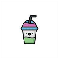 A colorful drink with a straw and a straw vector