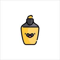 A yellow bottle with a face on it vector