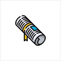 A newspaper icon with a ribbon on it vector