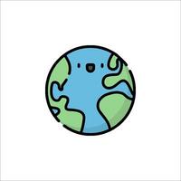 A cartoon earth with a smiley face vector