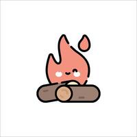 A cartoon fire with a face on it vector