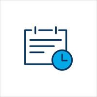 A calendar icon with a clock on it vector
