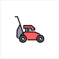 A red lawn mower icon on a white background vector