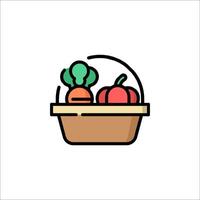 A basket with vegetables and carrots in it vector