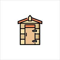 A small house with a door and a window vector