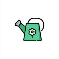 A green watering can with a flower on it vector