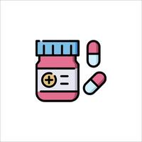A jar of pills and pills on a white background vector