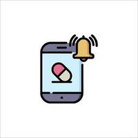 A pill and bell icon on a phone screen vector
