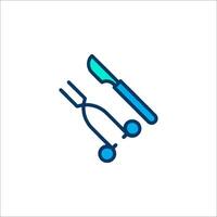 A knife and scissors icon on a white background vector