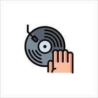A hand holding a record player icon vector