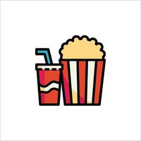 A movie and popcorn icon on a white background vector