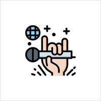 A hand holding a microphone and a globe vector