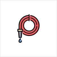 A red hose with a water spout and a drop of water vector