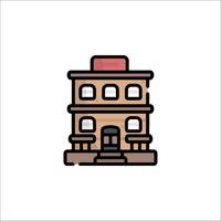 A building icon with a red roof vector