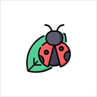 A ladybug icon with a leaf on it vector