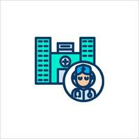 A doctor in a hospital with a patient icon vector