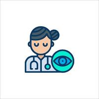 A doctor holding an eye icon vector