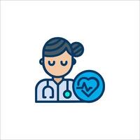 A doctor holding a heart monitor icon vector