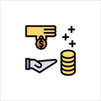 A hand holding a coin and a stack of money vector