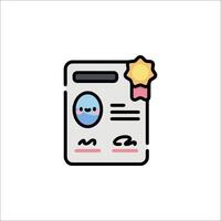 A certificate icon with a smiley face on it vector