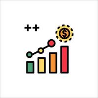 A colorful icon of a bar chart with a dollar sign vector
