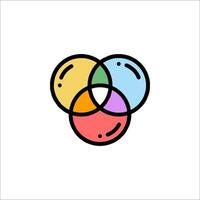 A venn diagram with three different colored circles vector