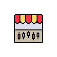 A colorful icon of a store with a red awning vector