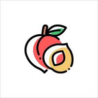 A peach icon with a slice of fruit vector