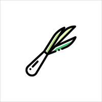 A green knife with a green handle on a white background vector