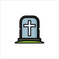 A grave with a cross on top of it vector