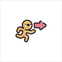 A cartoon character running with an arrow pointing to the right vector