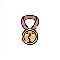 A medal with a number on it in a flat style vector