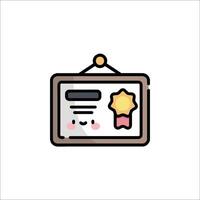 A certificate icon with a smiley face vector