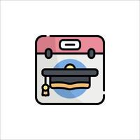 A calendar icon with a hat on it vector