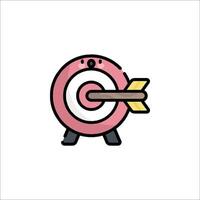 A pink and yellow arrow with a target on it vector