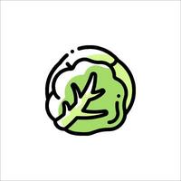 A green leafy vegetable icon in a line style vector