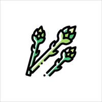 A green and black line drawing of a bunch of asparagus vector
