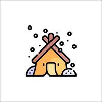 A house with snow on it and a snowman vector