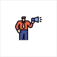 A man with a megaphone icon vector