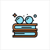 A stack of books with glasses on top vector