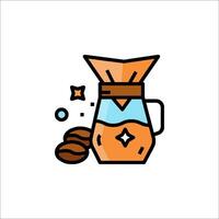 Coffee beans and a coffee pot icon vector