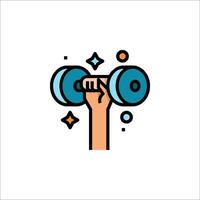A hand holding a dumbbell icon vector
