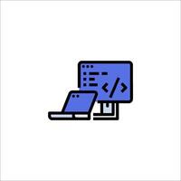 A computer monitor with a code symbol on it vector