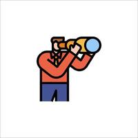 Man looking through telescope icon illustration vector