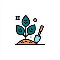 Planting a tree line icon vector