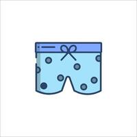 A blue polka dot swim trunks with a bow vector